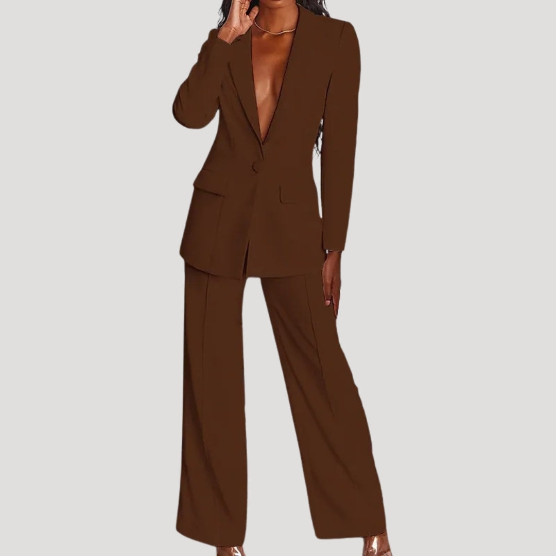 Women's blazer and trousers set wide leg suit co ord