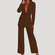 Women's blazer and trousers set wide leg suit co ord