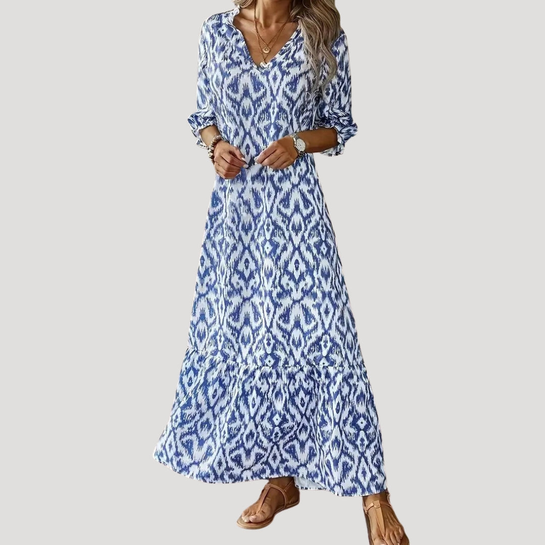Women’s v neck printed maxi dress