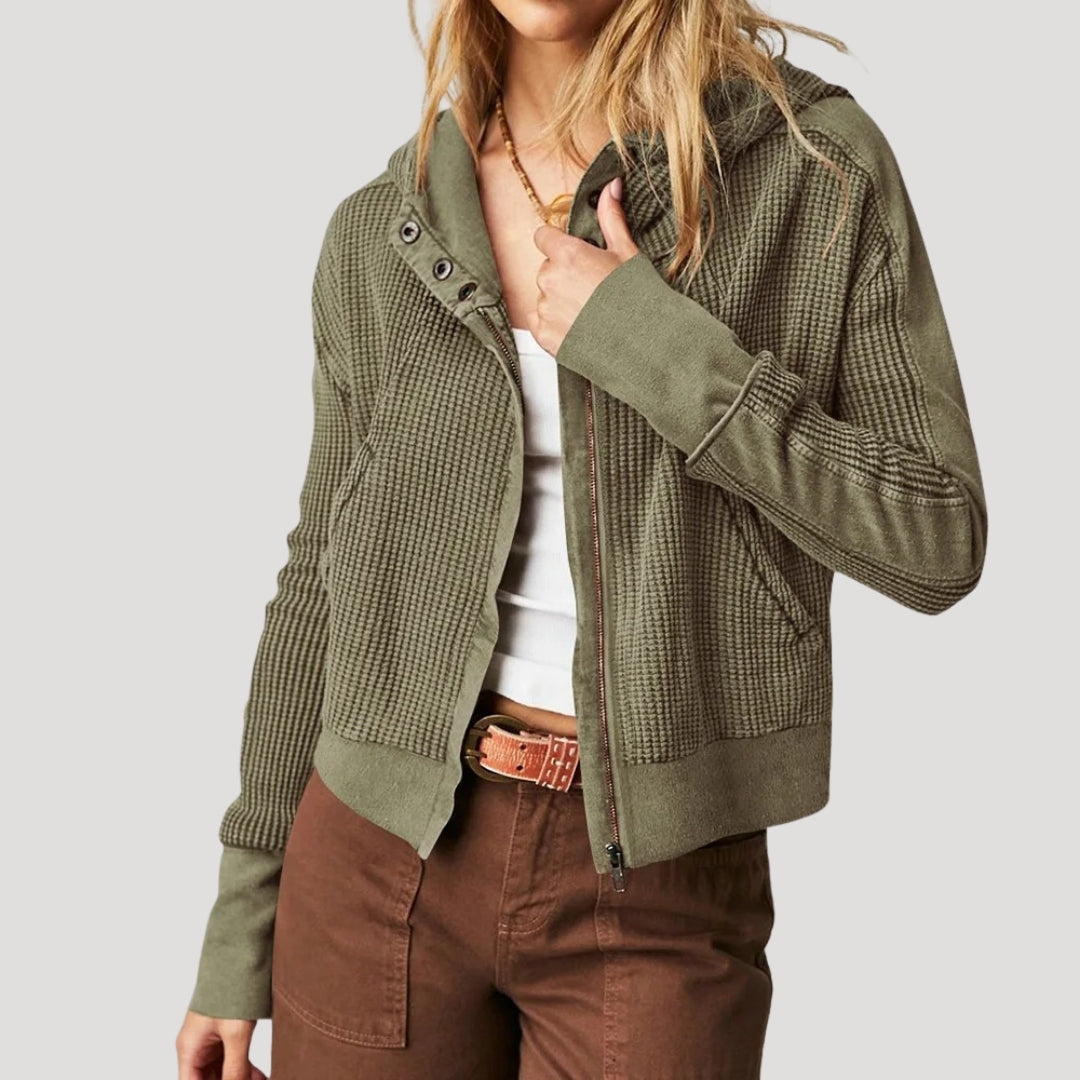 Women’s cropped zip up knit jumper top