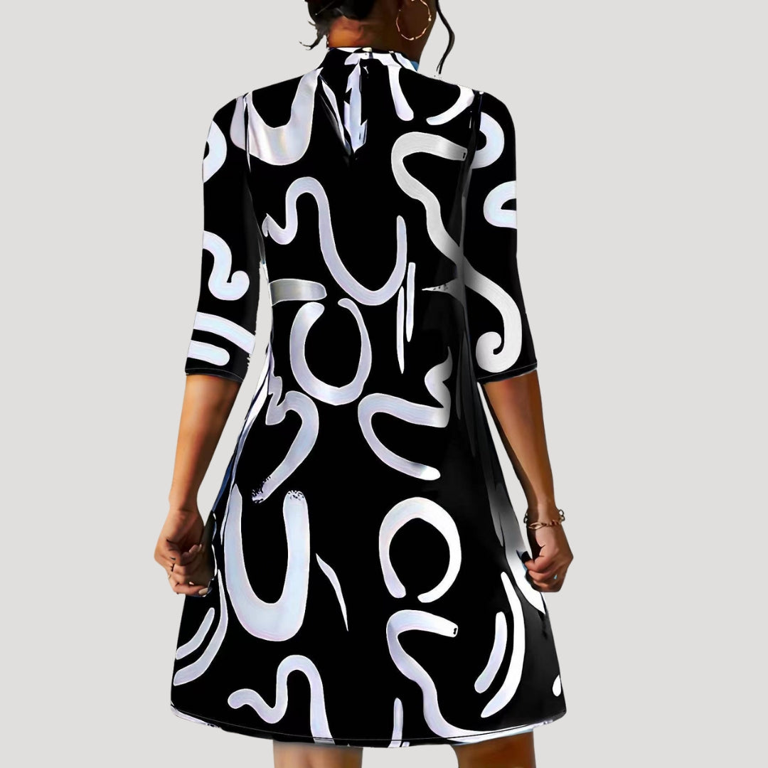 Women’s printed high neck shift tunic dress