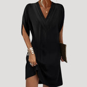 Women’s v neck casual mini dress with slit