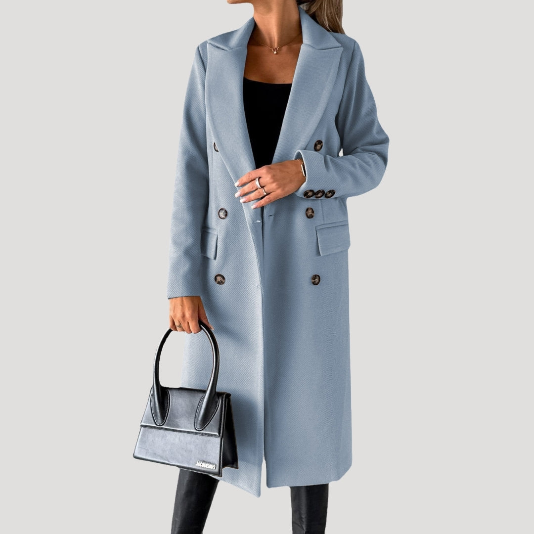 Women’s long winter coat – double breasted tailored fit