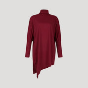 Elegant asymmetrical high-neck tunic