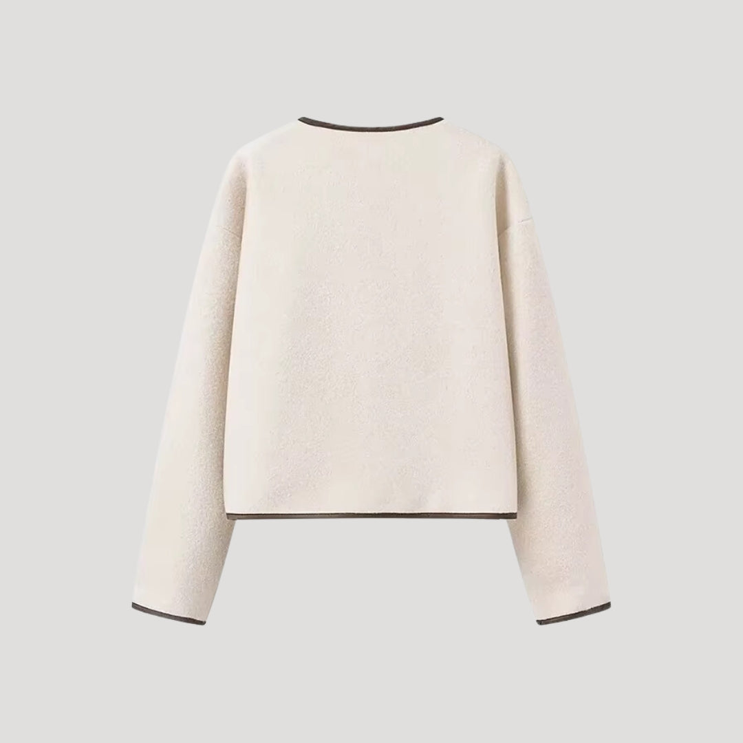 Women’s cropped winter jacket – fleece tie front cardigan