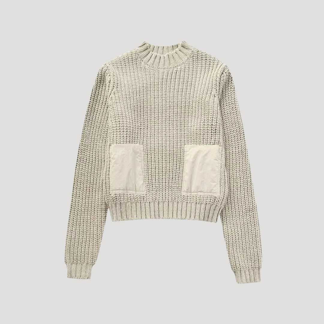 Women chunky knit pocket sweater