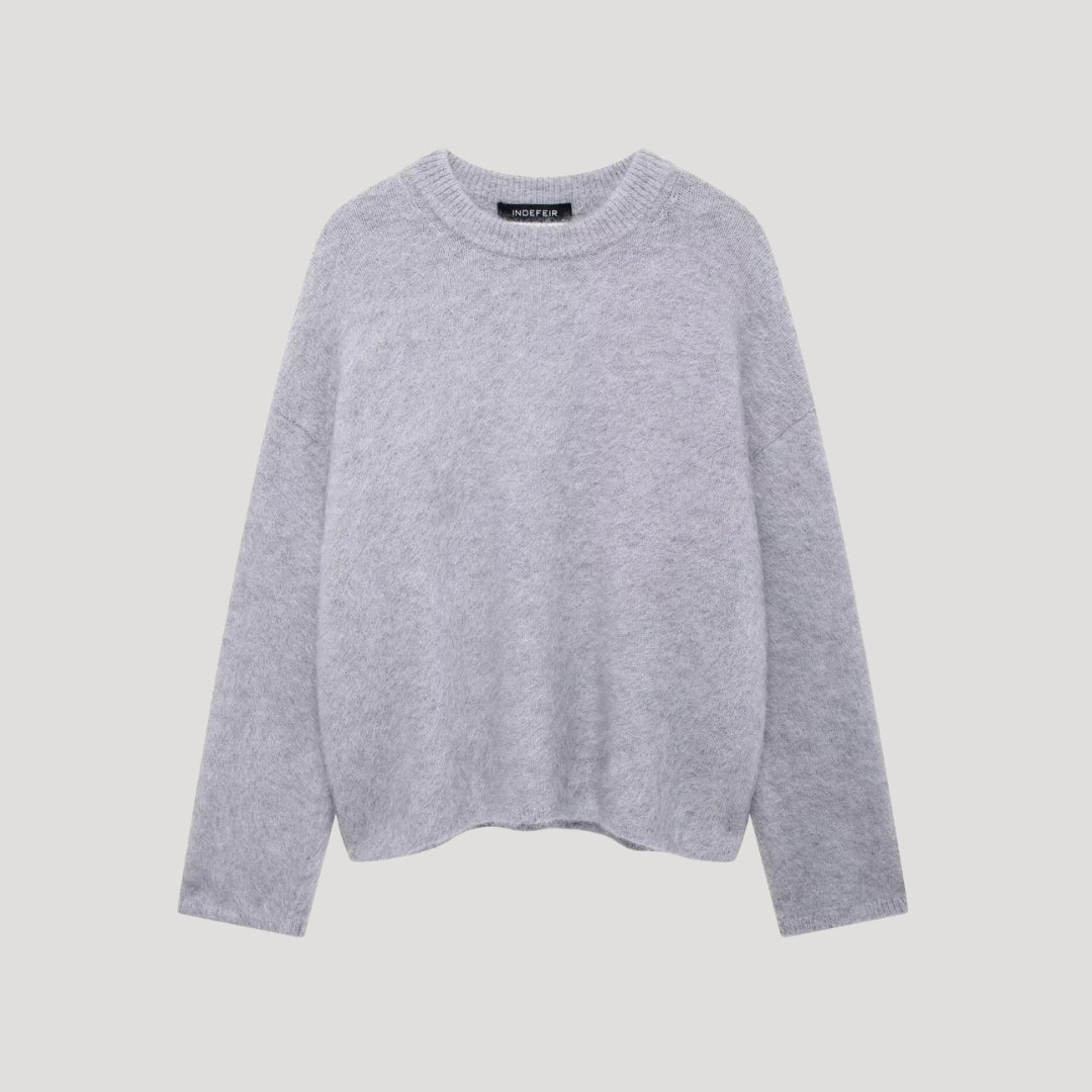 Women soft mohair crew-neck sweater