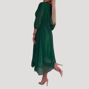 Women’s long sleeve wrap midi chiffon dress