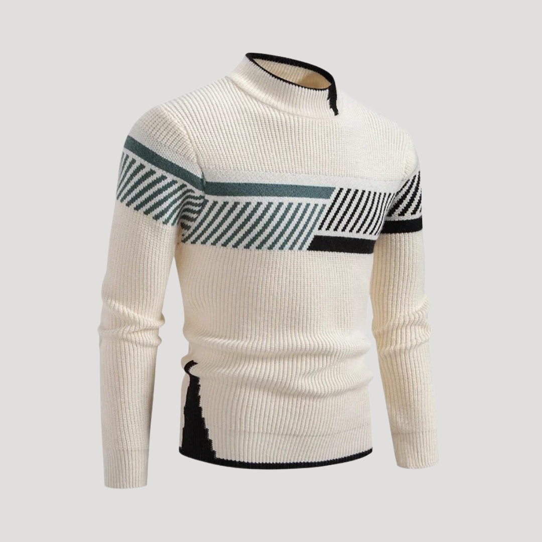 Graphic knit mock-neck sweater