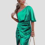 Women's one shoulder midi wedding guest dress