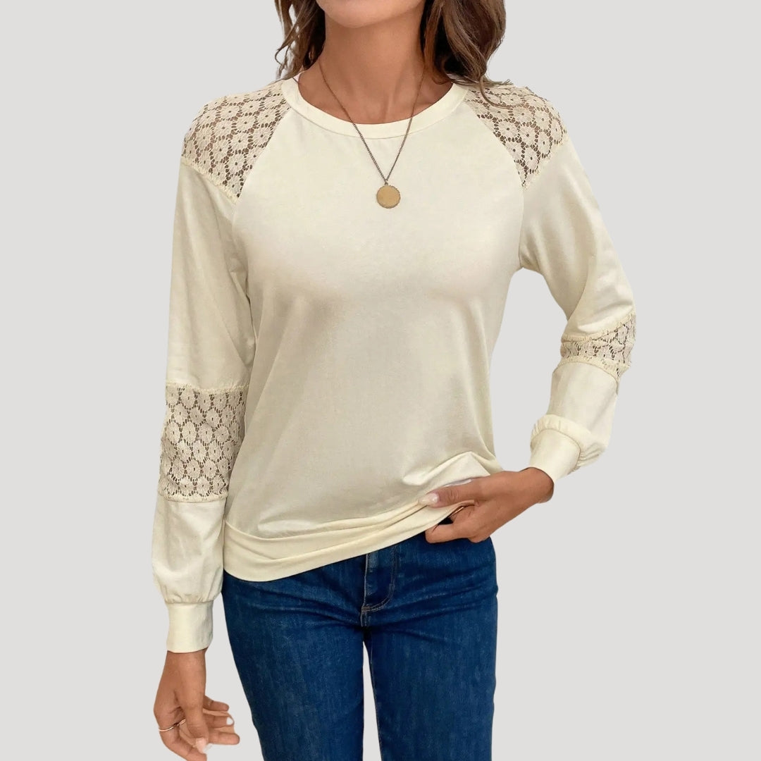 Lace patchwork long sleeve top