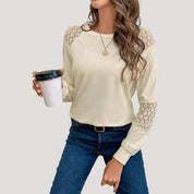 Lace patchwork long sleeve top