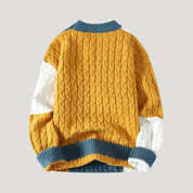 Colorblock cable knit sweater