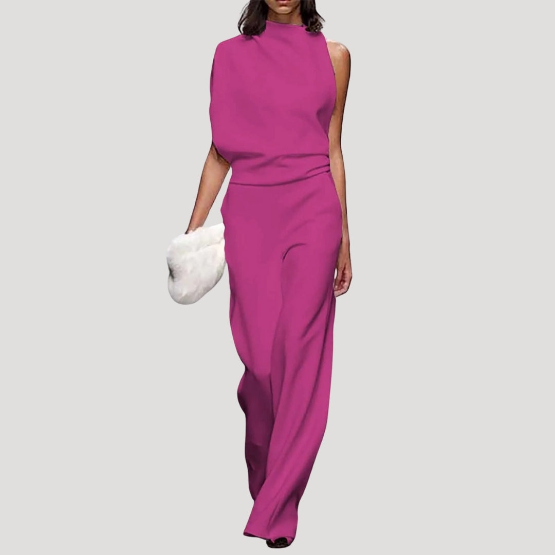 Women’s wide leg one shoulder wedding guest jumpsuit