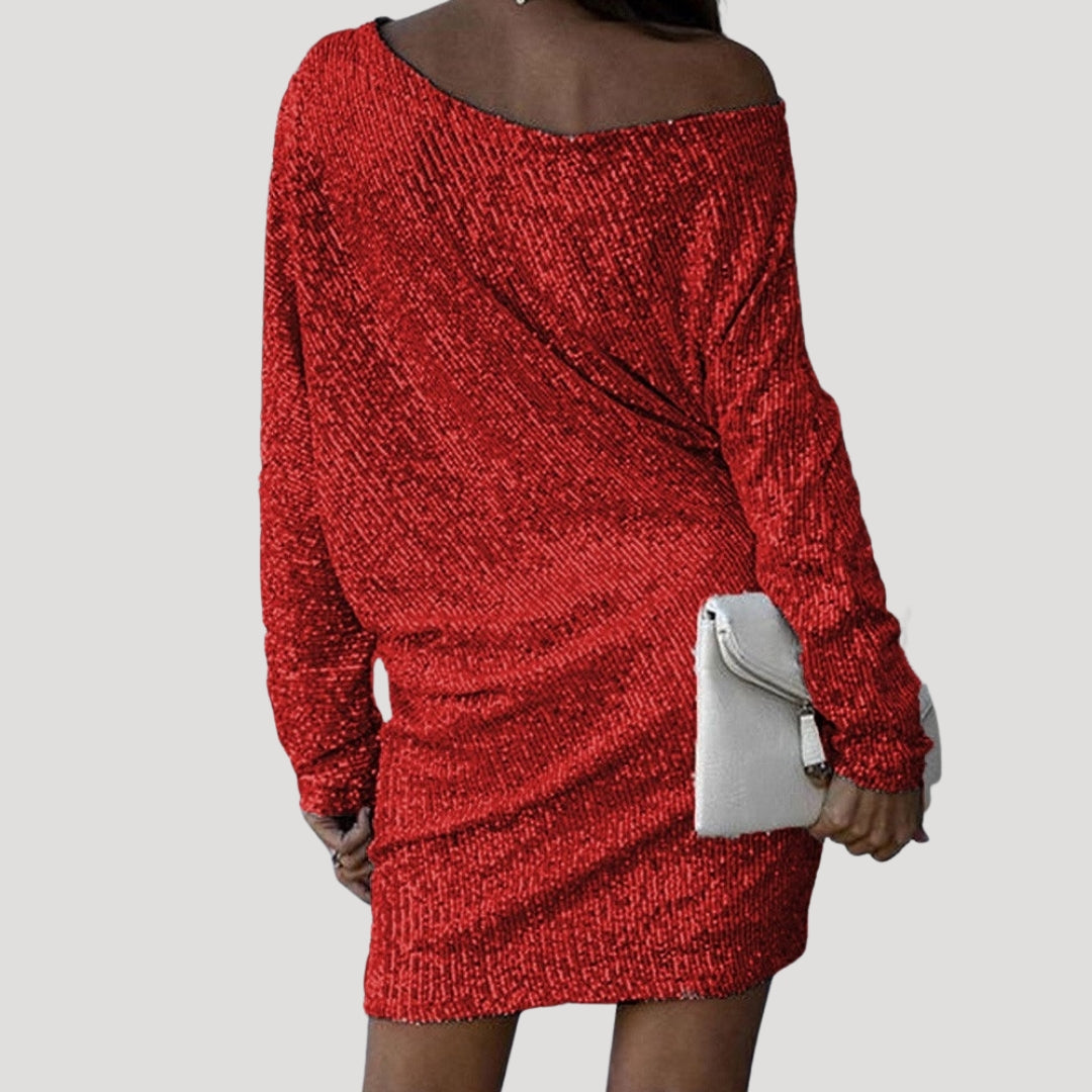 Women’s bardot long sleeve knit mini dress