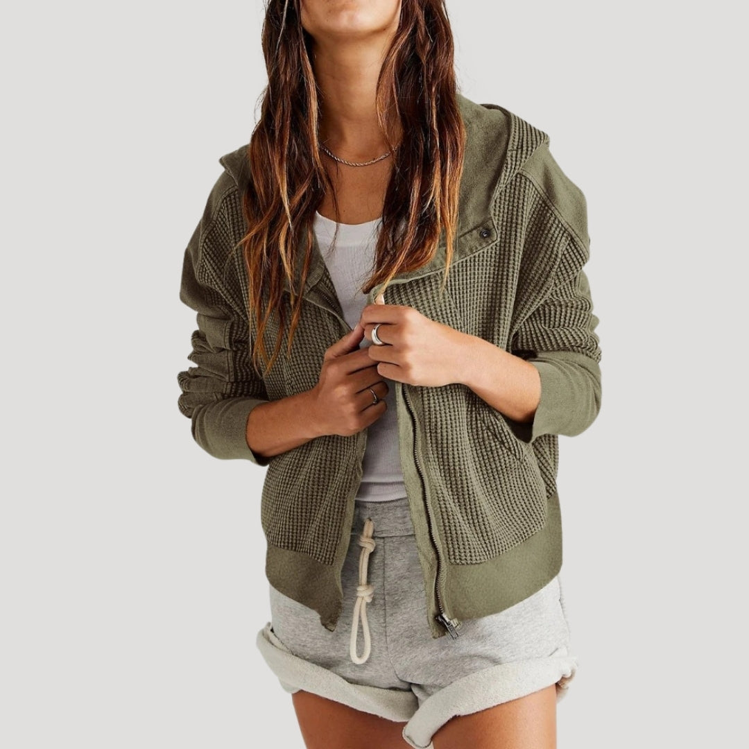 Women’s cropped zip up knit jumper top