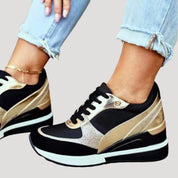 Women’s wedge platform lace up casual trainers