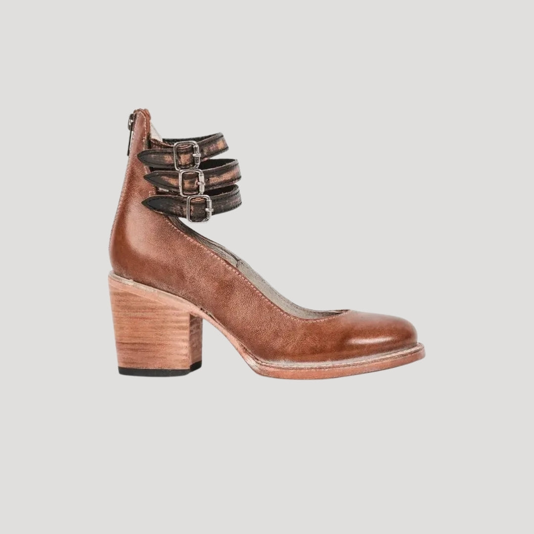 Women’s mid block heel closed toe shoes