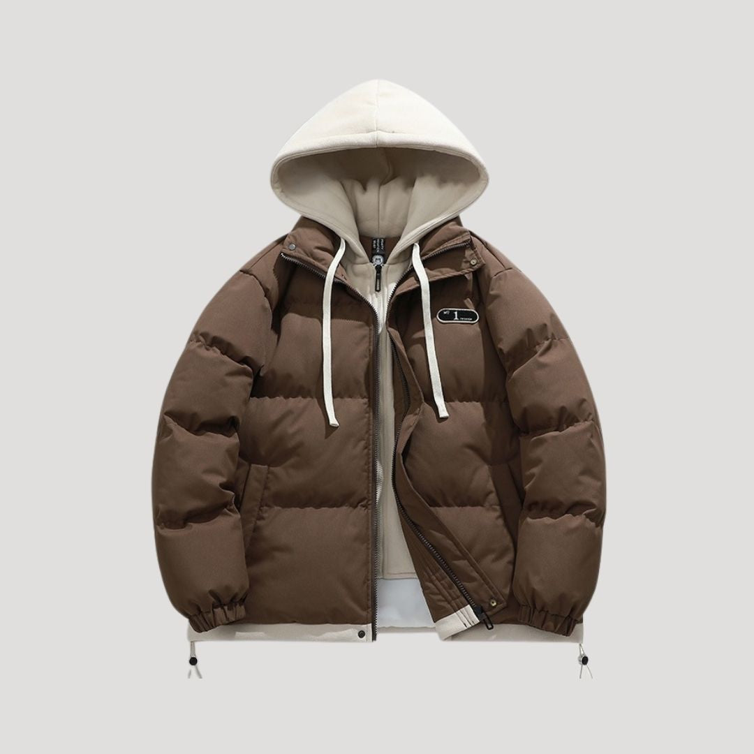 Men’s quilted puffer winter jacket with hood