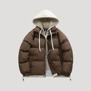 Men’s quilted puffer winter jacket with hood