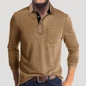 Men’s long sleeve polo shirt with pocket