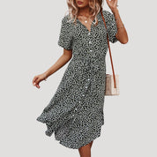Women’s floral v neck short sleeve midi dress
