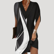 Women’s v neck casual mini dress with slit