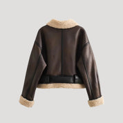 Women shearling-lined aviator jacket