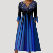 Women’s long sleeve v neck midi dress