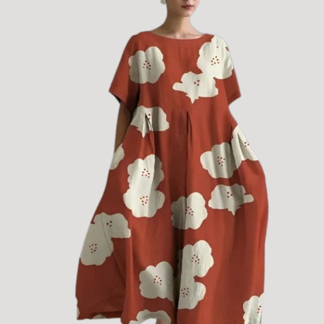 Women’s floral printed short sleeve midi dress