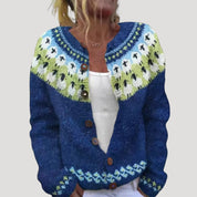 Women’s patterned knit button long sleeve cardigan