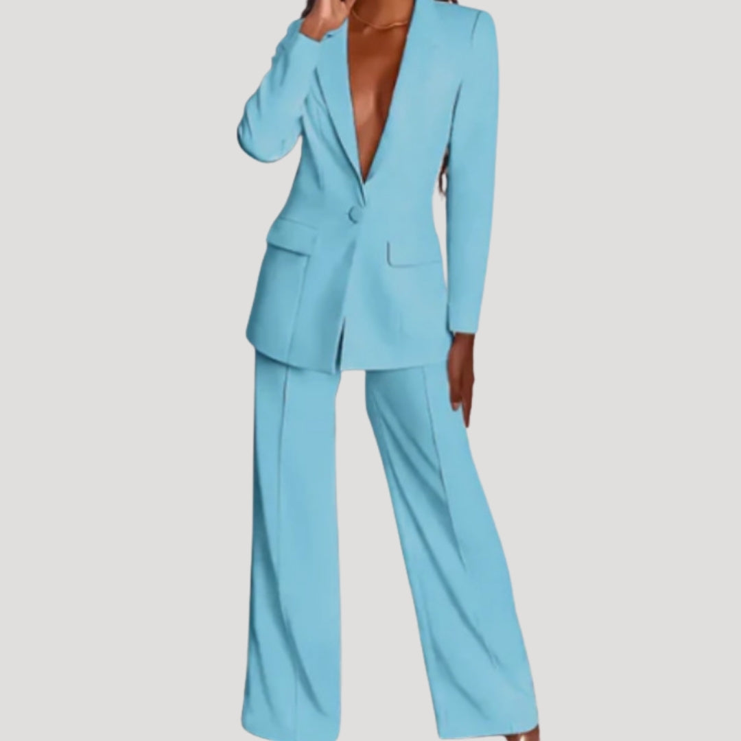 Women's blazer and trousers set wide leg suit co ord