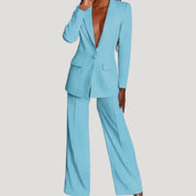 Women's blazer and trousers set wide leg suit co ord