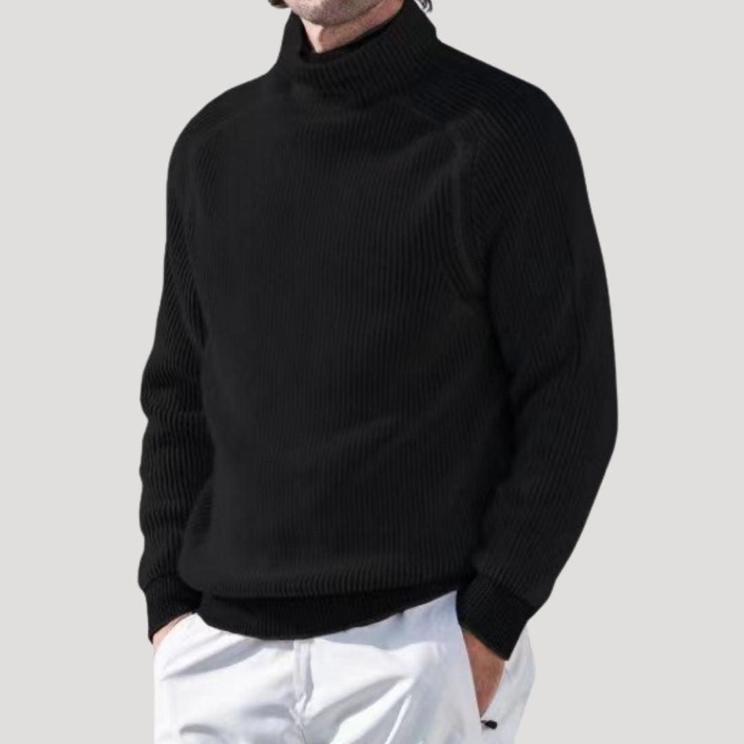 Men’s ribbed knit turtleneck high neck winter jumper