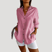 Women’s oversized long sleeve button up blouse