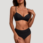 Elegant high-waisted bikini with twist front top