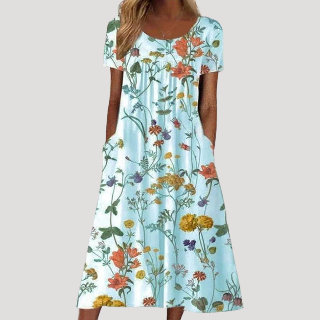 Women’s floral short sleeve midi summer dress