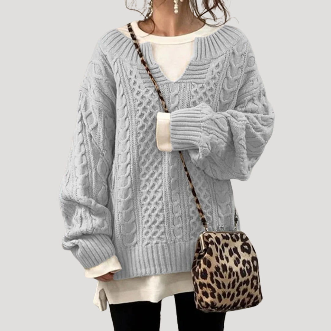 Women chunky cable knit jumper