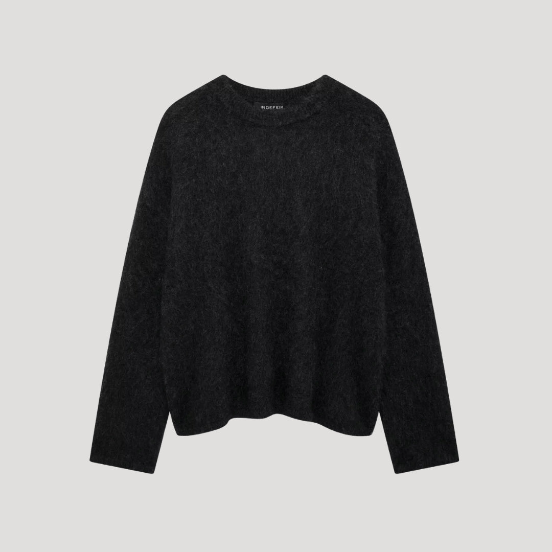 Women soft mohair crew-neck sweater