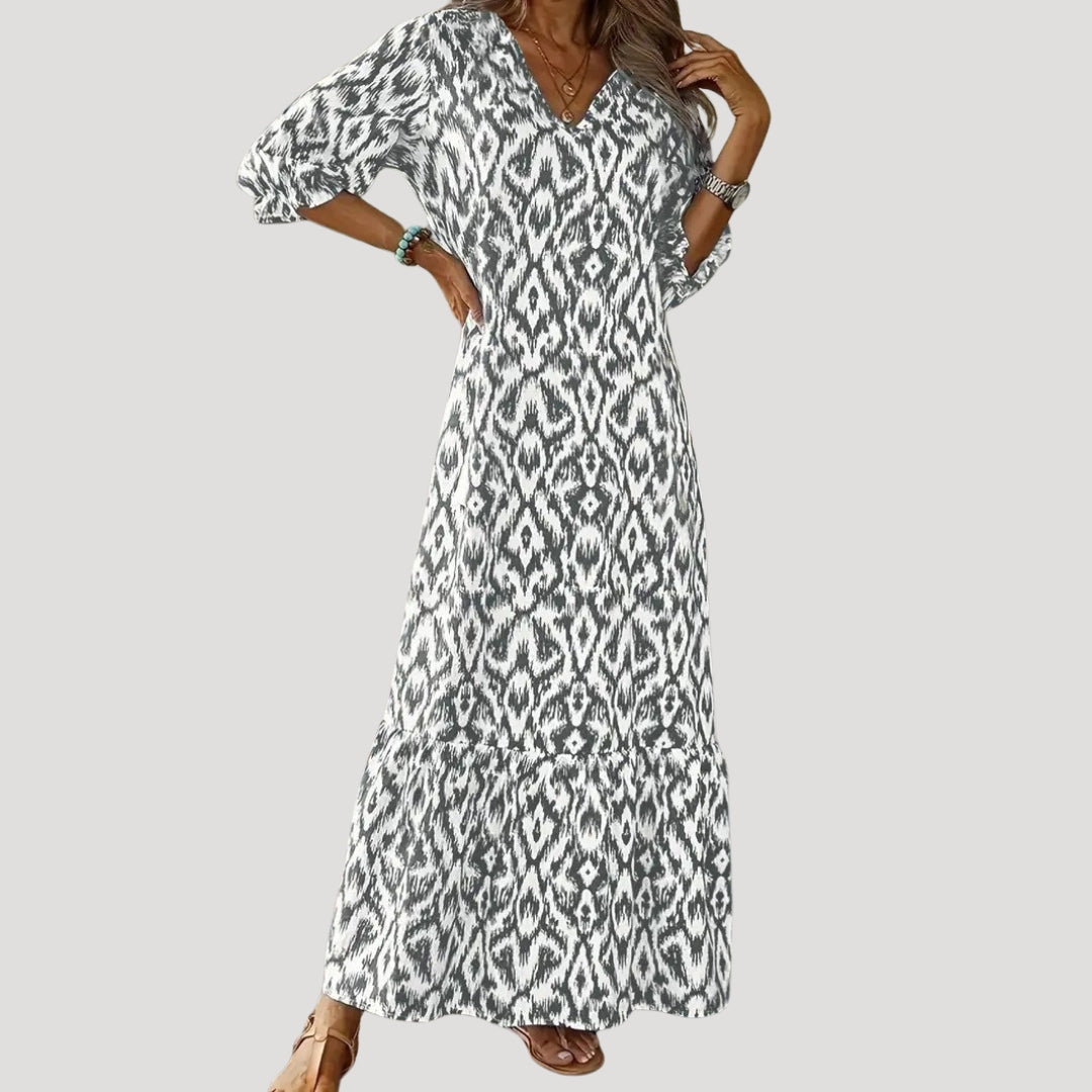 Women’s v neck printed maxi dress
