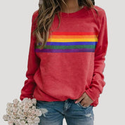 Women’s rainbow stripe sweatshirt long sleeve pullover