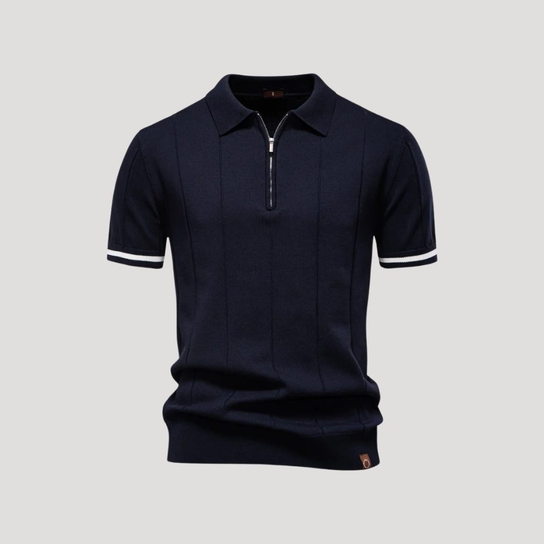 Men's summer knitted short sleeve polo shirt