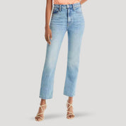 High-waist straight-leg jeans