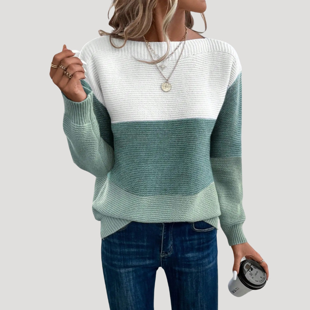 Women color-block knit sweater