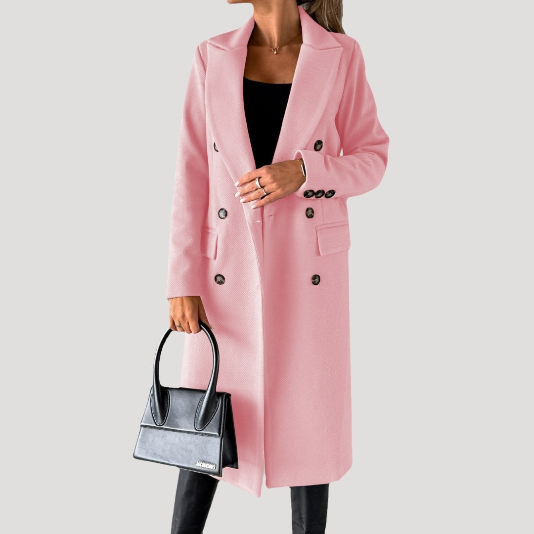 Women’s long winter coat – double breasted tailored fit