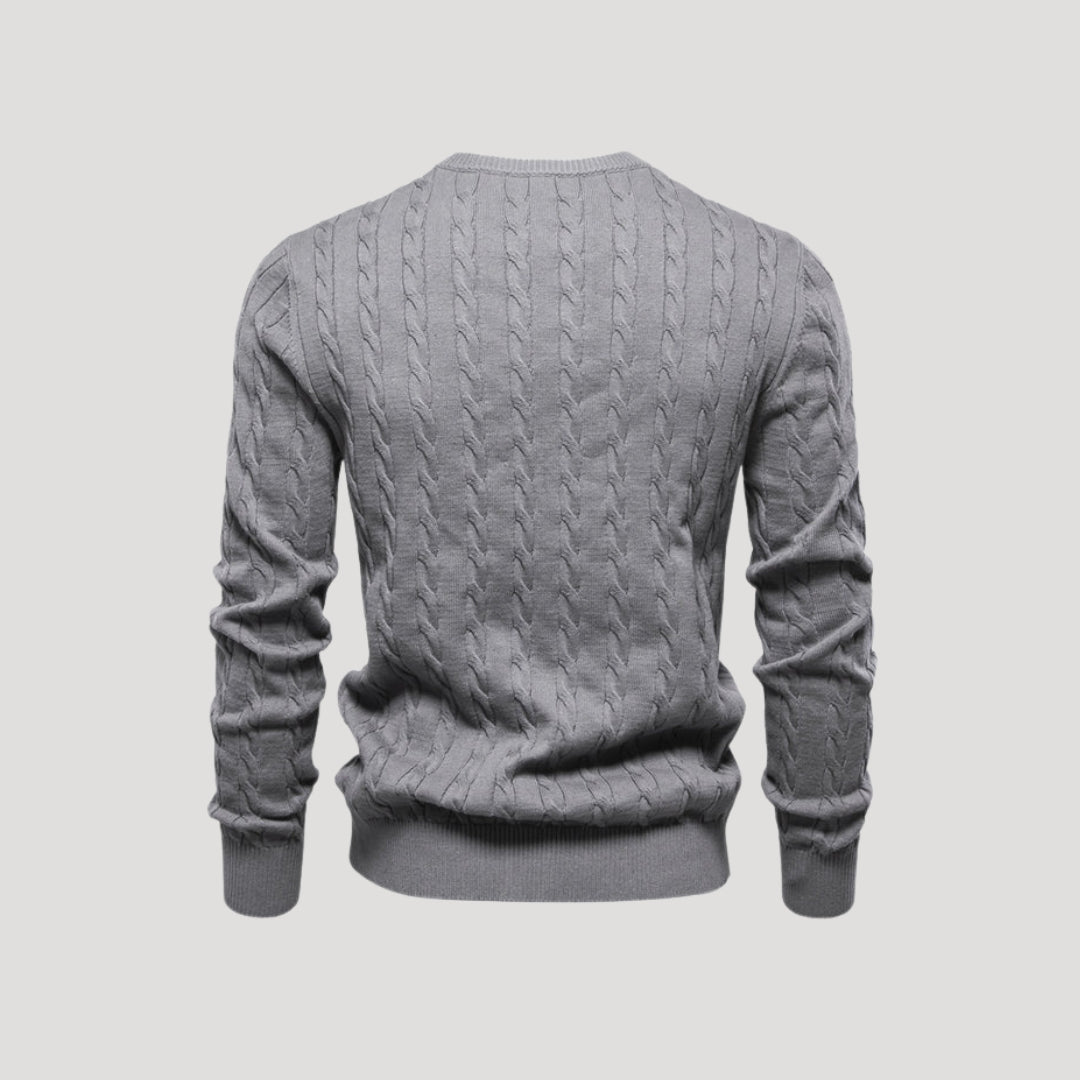 Men cable-knit cotton sweater