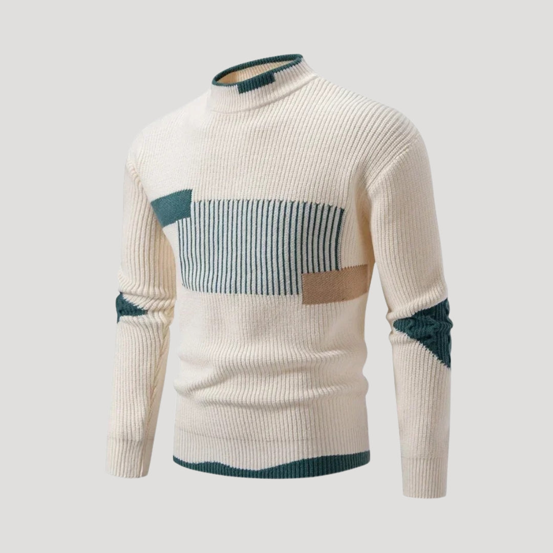 Graphic knit mock-neck sweater