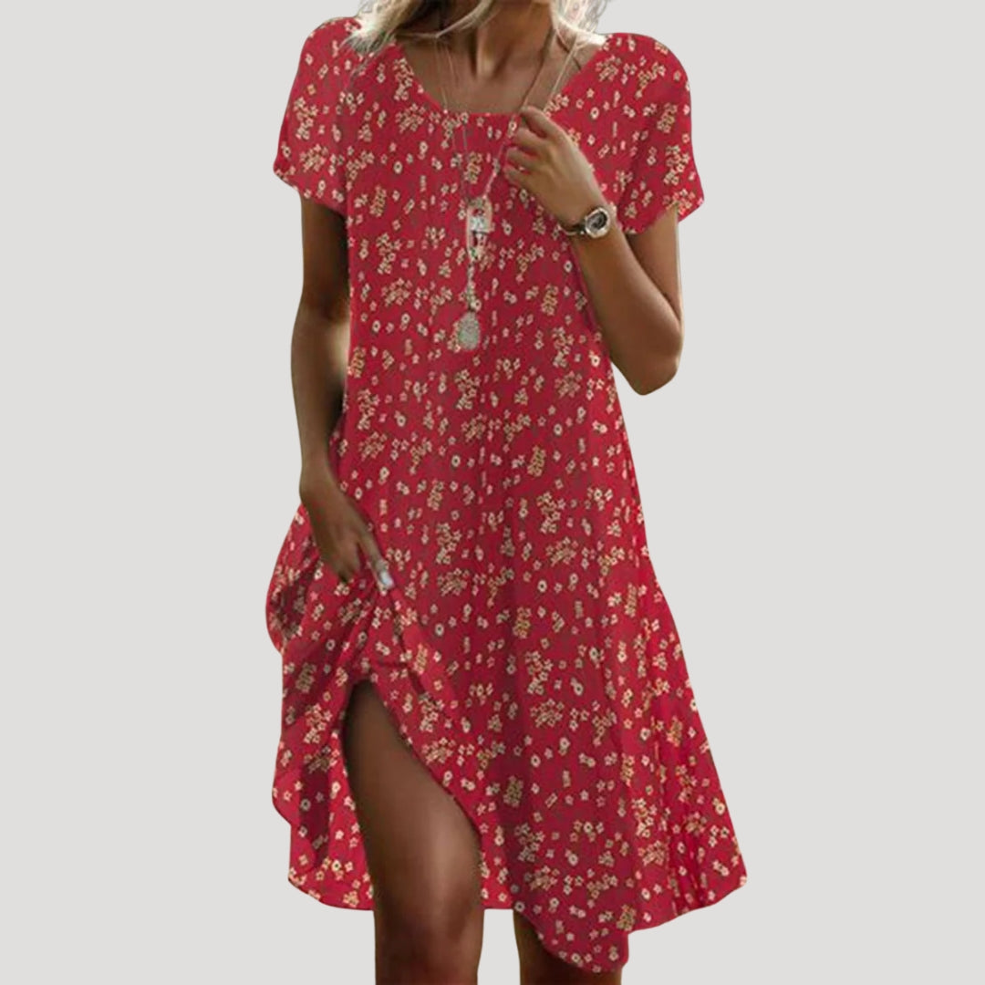 Women’s floral v neck short sleeve midi dress