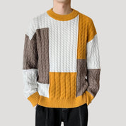 Colorblock cable knit sweater