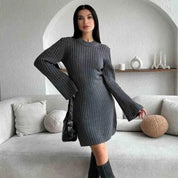 Ribbed knit sweater dress